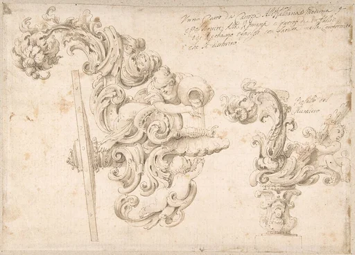 Design for the Rear of a Coach with a Girl Pouring Water into a Shell