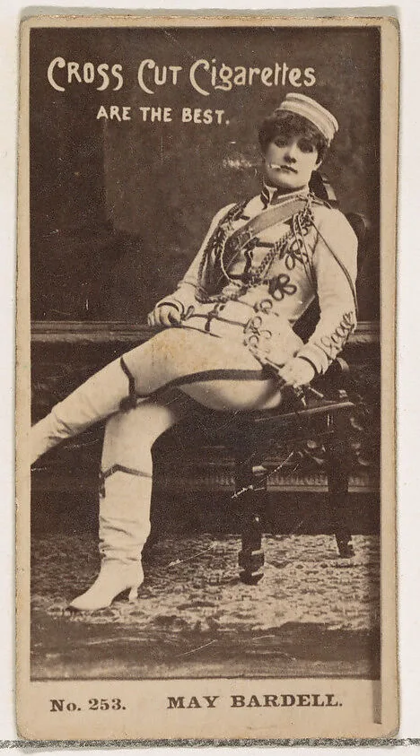 Card Number 253, May Bardell, from the Actors and Actresses series (N145-2) issued by Duke Sons & Co. to promote Cross Cut Cigarettes — W. Duke, Sons & Co.