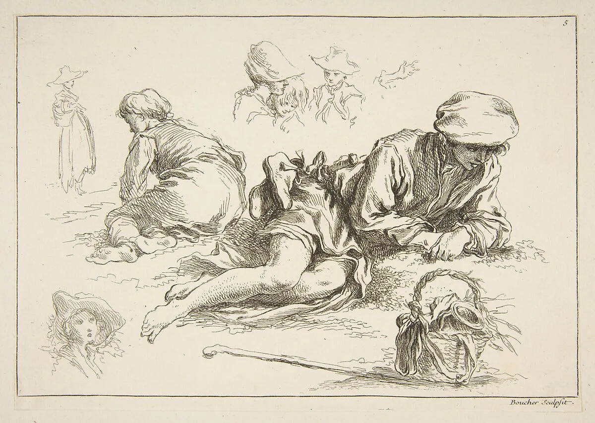Sheet of Sketches — François Boucher|Abraham Bloemaert