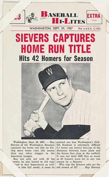 Roy Sievers #23 from Nu-Card Baseball Hi-Lites series (W460) — Nu-Card, Inc.