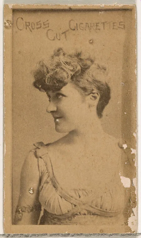 Actress wearing draped gown, from the Actors and Actresses series (N145-1) issued by Duke Sons & Co. to promote Cross Cut Cigarettes — W. Duke, Sons & Co.