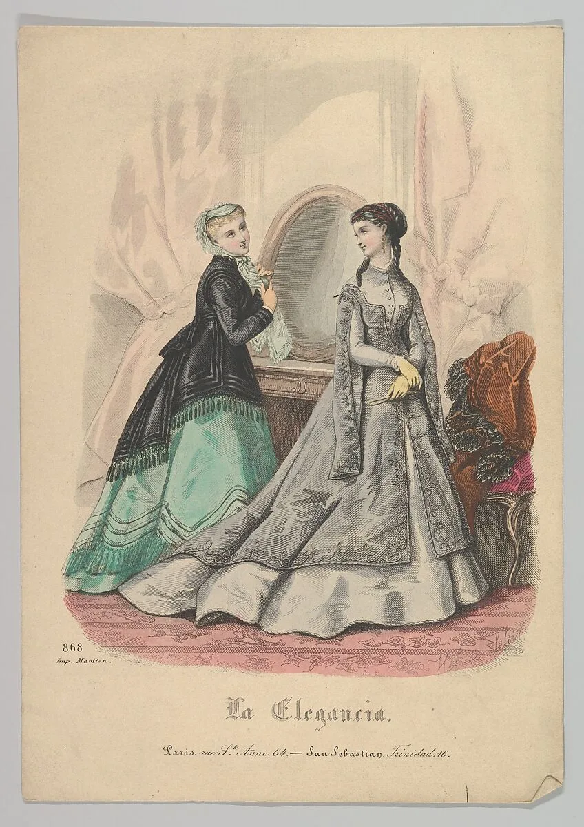 Two Women with a Mirror, No. 868, from La Elegancia (San Sebastian?) — Hélöise Leloir