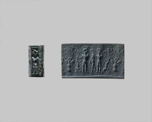 Cylinder seal and modern impression: combat between men and a lion
