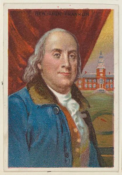 Benjamin Franklin, from the "Heroes of History" series (T68), issued with Miners Extra Smoking Tobacco, Natural Leaf Scrap, and Royal Bengals Little Cigars — Royal Bengals Little Cigars|Benjamin Franklin
