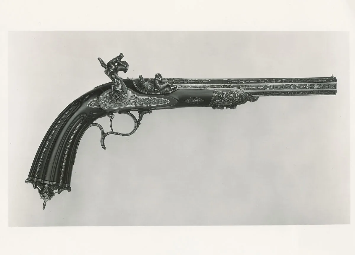 Percussion Pistol with Case — Alfred Gauvain