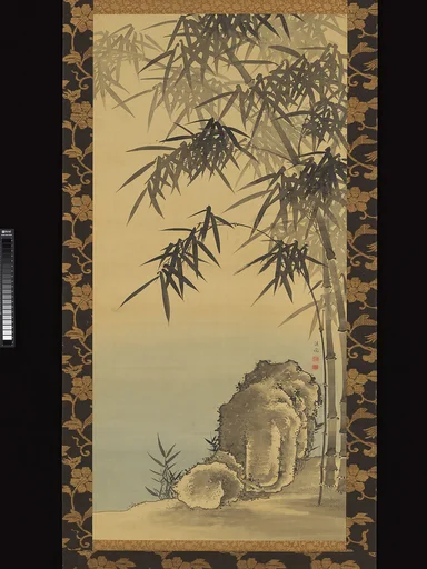 柳沢淇園筆 竹石図|Rock and Bamboo