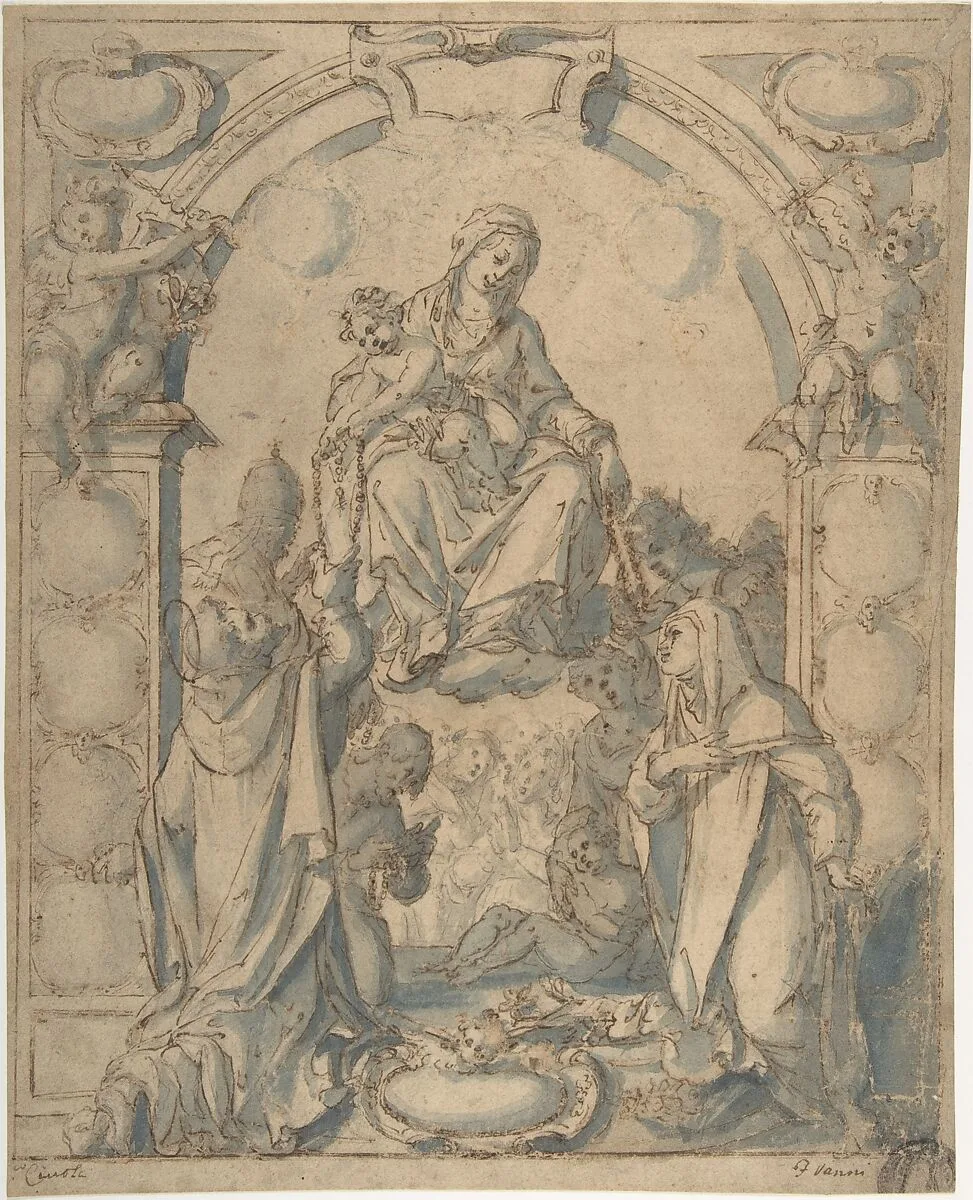 Madonna and Child Adored by Two Saints — Anonymous, Italian, 16th century|Francesco Vanni