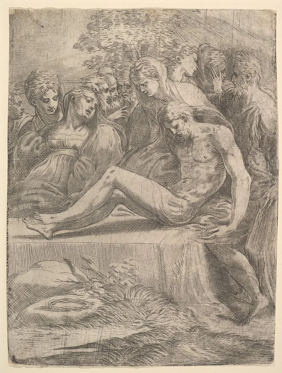 The lamentation over the dead Christ — Andrea Schiavone (Andrea Meldola)|Parmigianino (Girolamo Francesco Maria Mazzola)