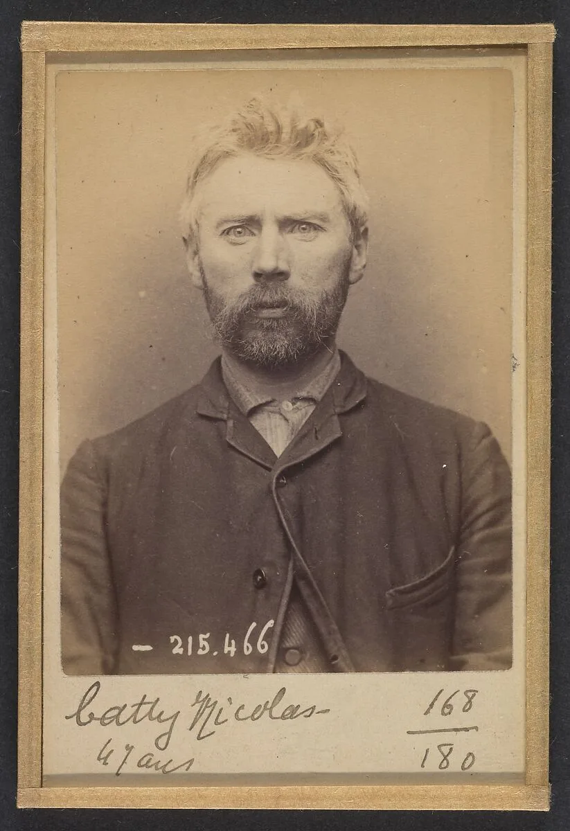 Catty. Nicolas, Pierre, François. 47 ans, né à Fressenneville (Somme). Mécanicien. Anarchiste. 10/3/94. — Alphonse Bertillon
