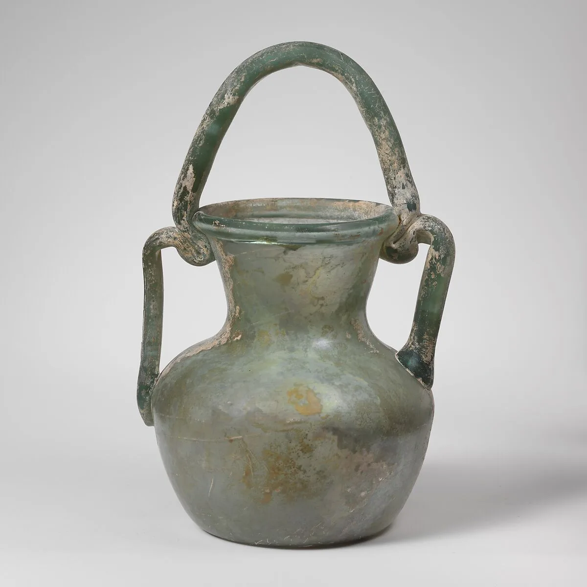 Glass jar with basket handle — Unknown
