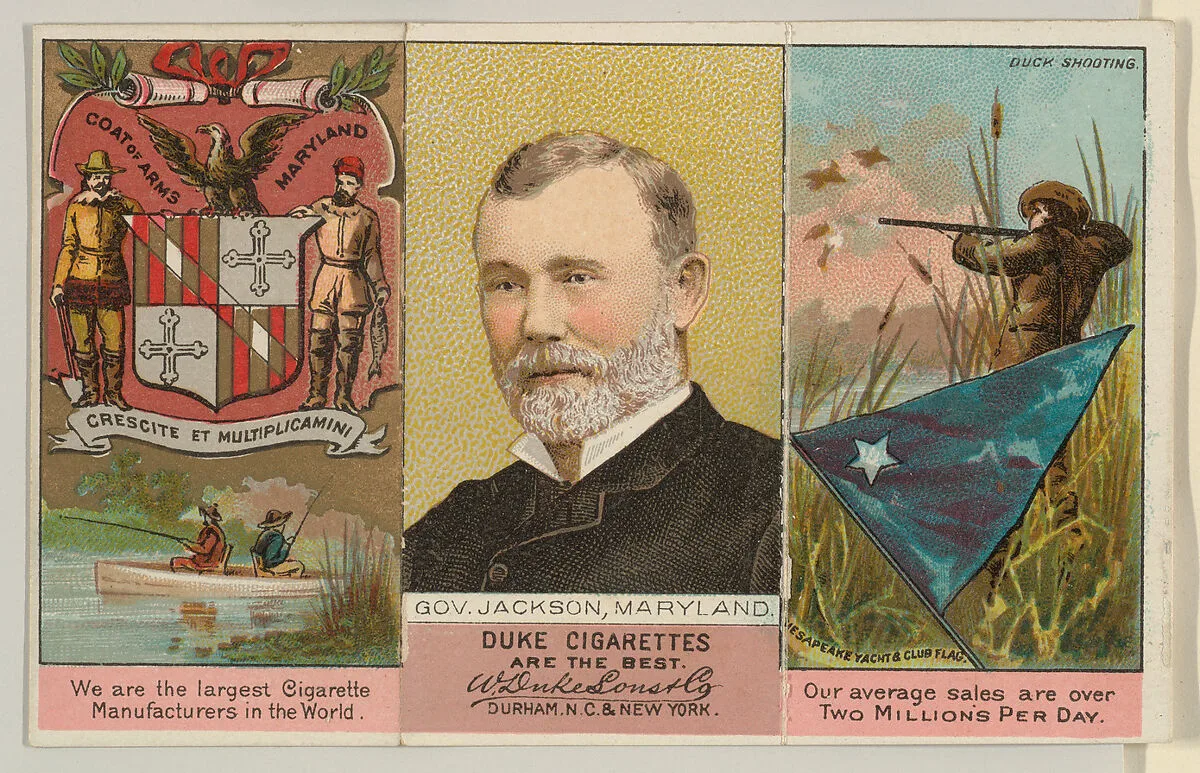 Governor Jackson, Maryland, from "Governors, Arms, Etc." series (N133-2), issued by Duke Sons & Co. — W. Duke, Sons & Co.