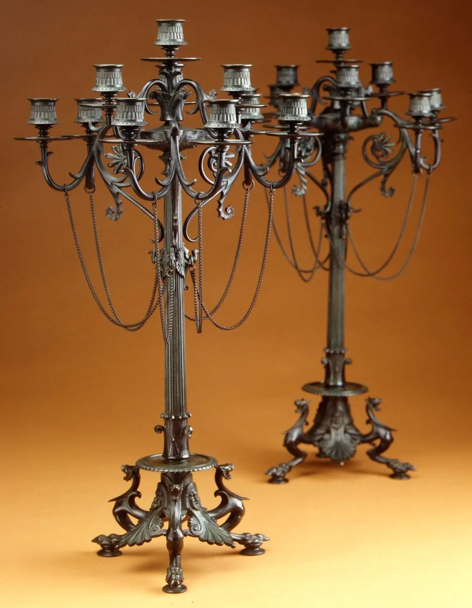 Ten-light Grecian-style candelabrum (one of a pair) — Antoine-Louis Barye