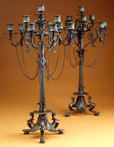 Ten-light Grecian-style candelabrum (one of a pair)