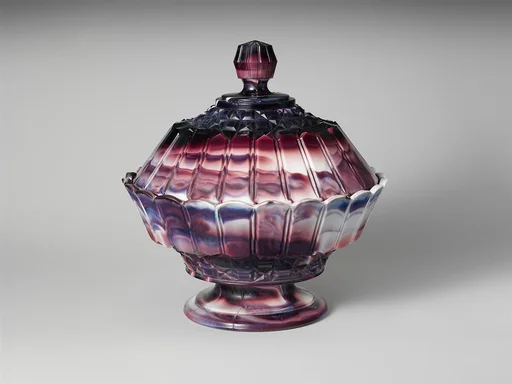 Purple marble glass covered bowl