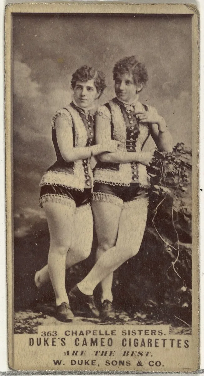 Card Number 363, Chapelle Sisters, from the Actors and Actresses series (N145-5) issued by Duke Sons & Co. to promote Cameo Cigarettes — W. Duke, Sons & Co.