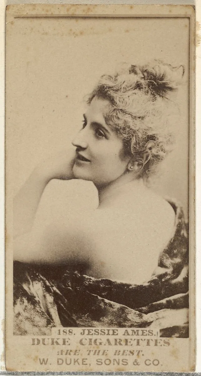 Card Number 188, Jessie Ames, from the Actors and Actresses series (N145-7) issued by Duke Sons & Co. to promote Duke Cigarettes — W. Duke, Sons & Co.