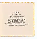 Word — Crown Point Press|Patrick Foy|Pat Steir
