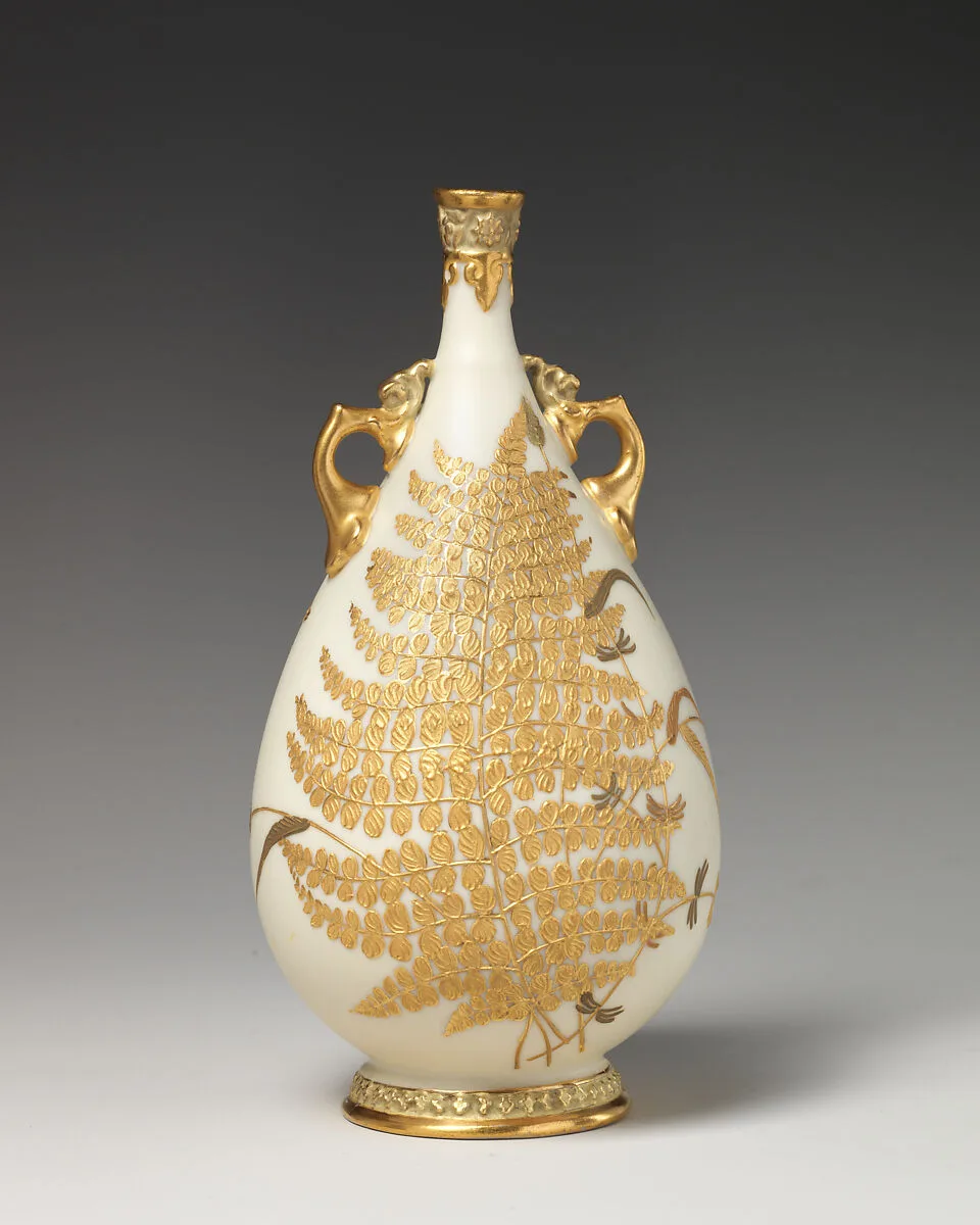 Vase with gold fern decoration — Worcester factory