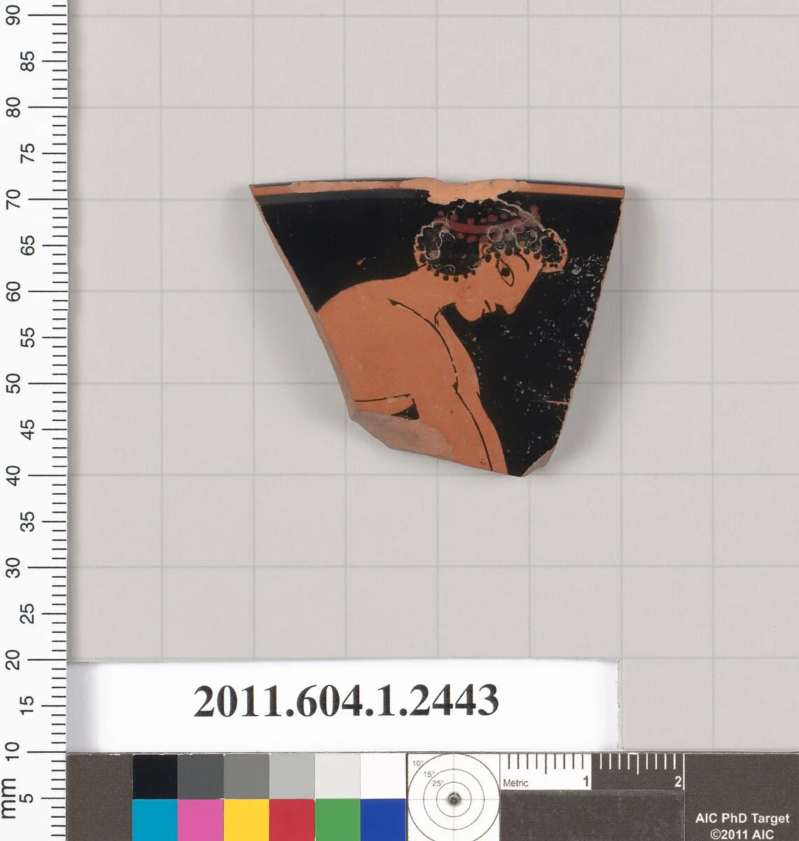 Terracotta rim fragment of a kylix (drinking cup) — Ambrosios Painter