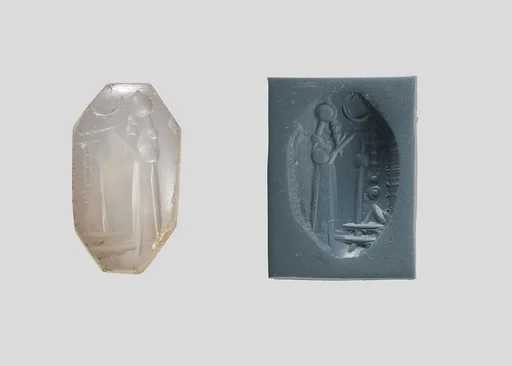 Stamp seal (octagonal pyramid) with cultic scene