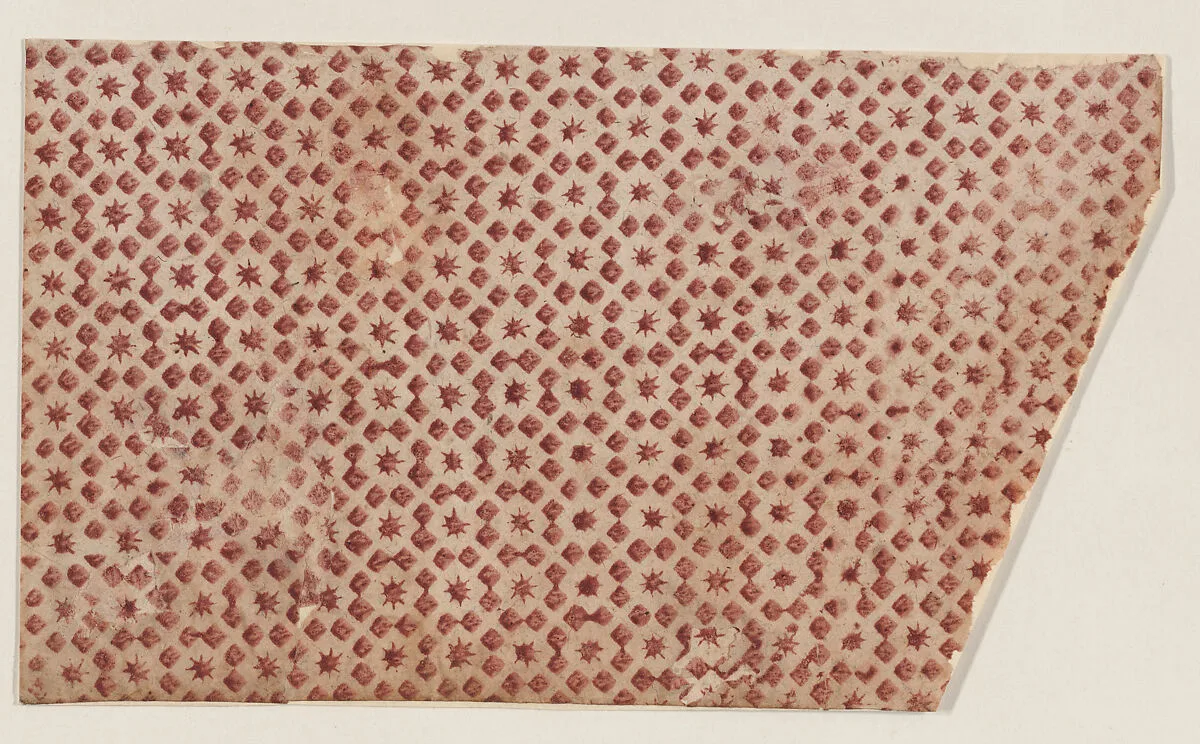 Sheet with overall geometric pattern with squares and stars — Anonymous