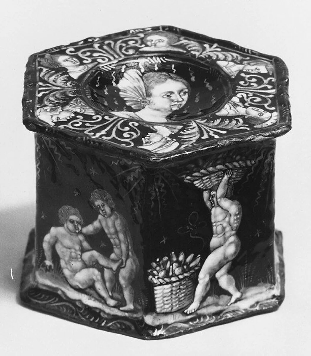 Saltcellar with scene of infant harvesters (one of a pair) — Pierre Reymond