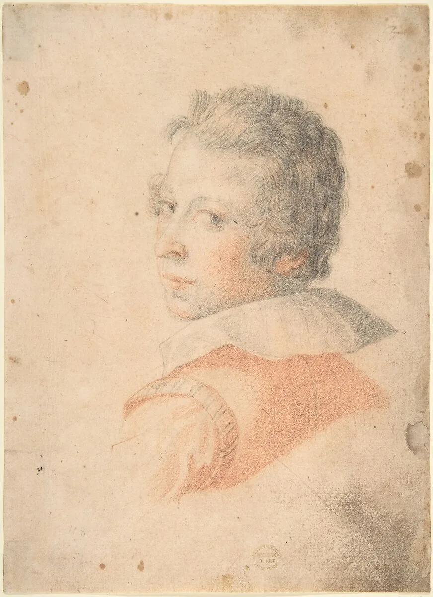 Portrait of a Young Man in Three-Quarter View Looking over His Left Shoulder — Anonymous, Italian, Roman-Bolognese, 17th century