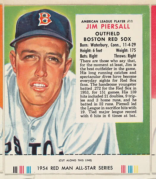 Jim Piersall, from the Major League All Stars series (T234), issued by Red Man Chewing Tobacco — Red Man Chewing Tobacco