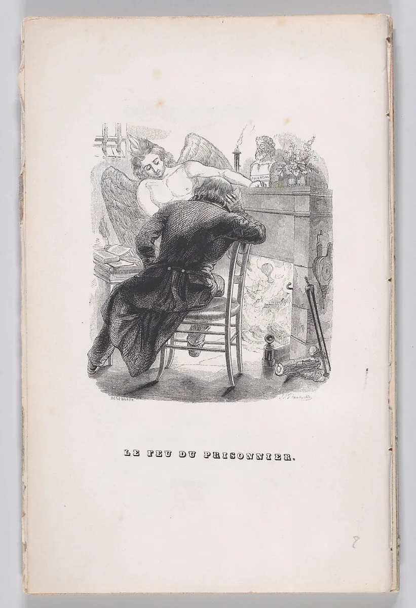 "The Prisoner's Fire" from The Complete Works of Béranger — J. Constantine Beneworth|Pierre Jean de Béranger|Fournier & Perrotin|J. J. Grandville