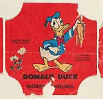Donald Duck in North Carolina, from the Disney Cartoon Characters bread end labels series (D290-6) — Walt Disney Productions