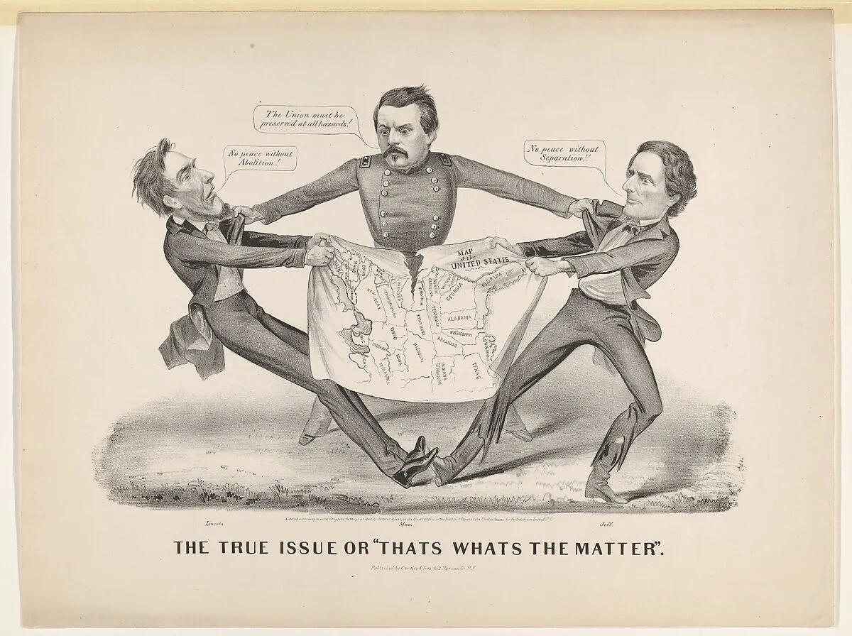 The True Issue or "Thats Whats the Matter" — Currier & Ives|Jefferson Davis|General George B. McClellan|Abraham Lincoln