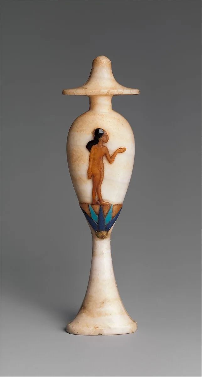 Perfume bottle in the shape of a hes-vase inlaid with the figure of a princess — Unknown