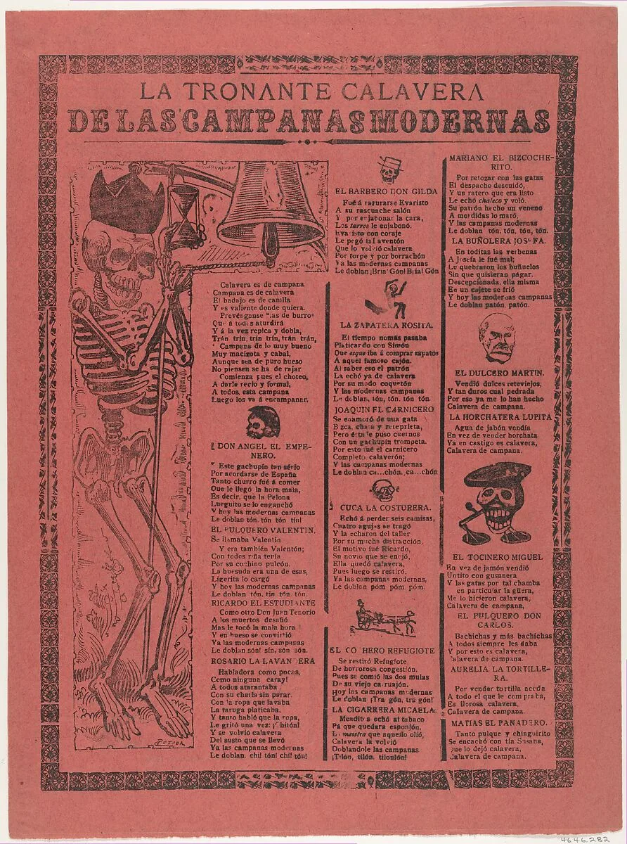 The thundering skeleton of the modern bells — José Guadalupe Posada
