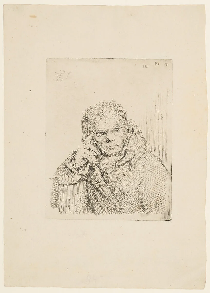 An old man in a fur coat sitting on a chair — Pieter Christoffel Wonder