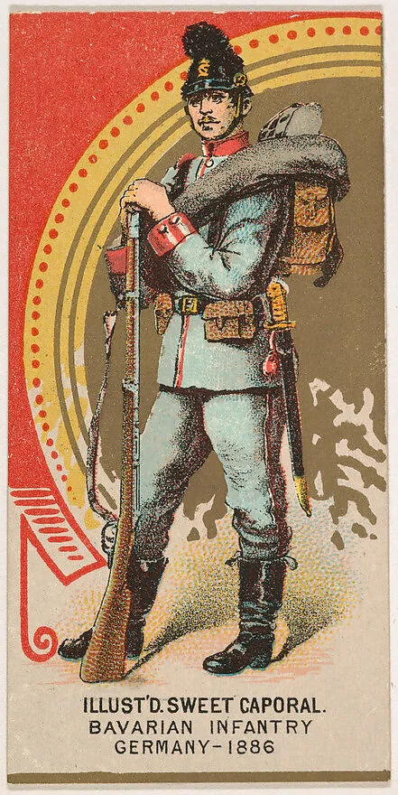 Bavarian Infantry, Germany, 1886, from the Military Series (N224) issued by Kinney Tobacco Company to promote Sweet Caporal Cigarettes — Kinney Brothers Tobacco Company