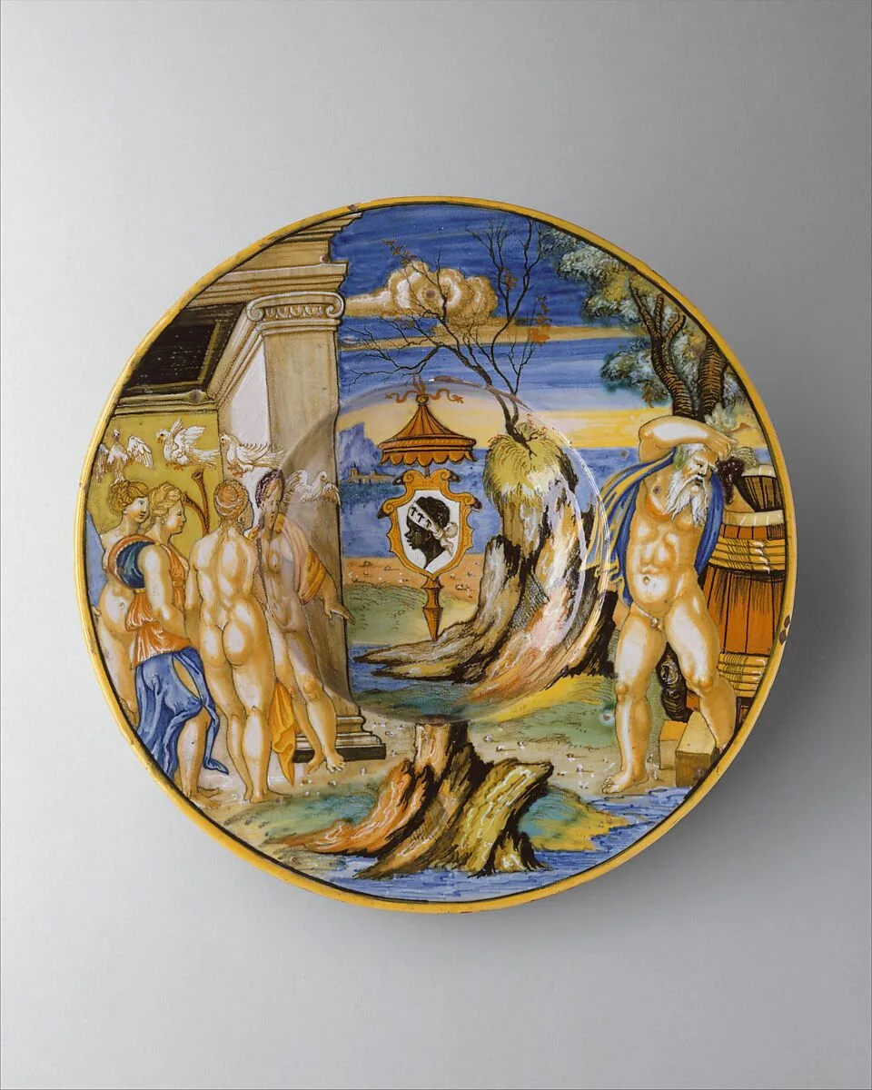 Armorial dish: The story of King Anius — Francesco Xanto Avelli da Rovigo