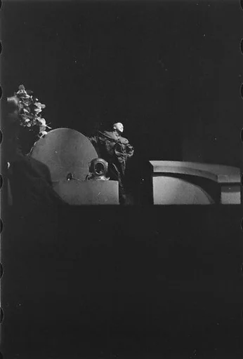 [Three 35mm Film Frames: Play Rehearsal Scene]