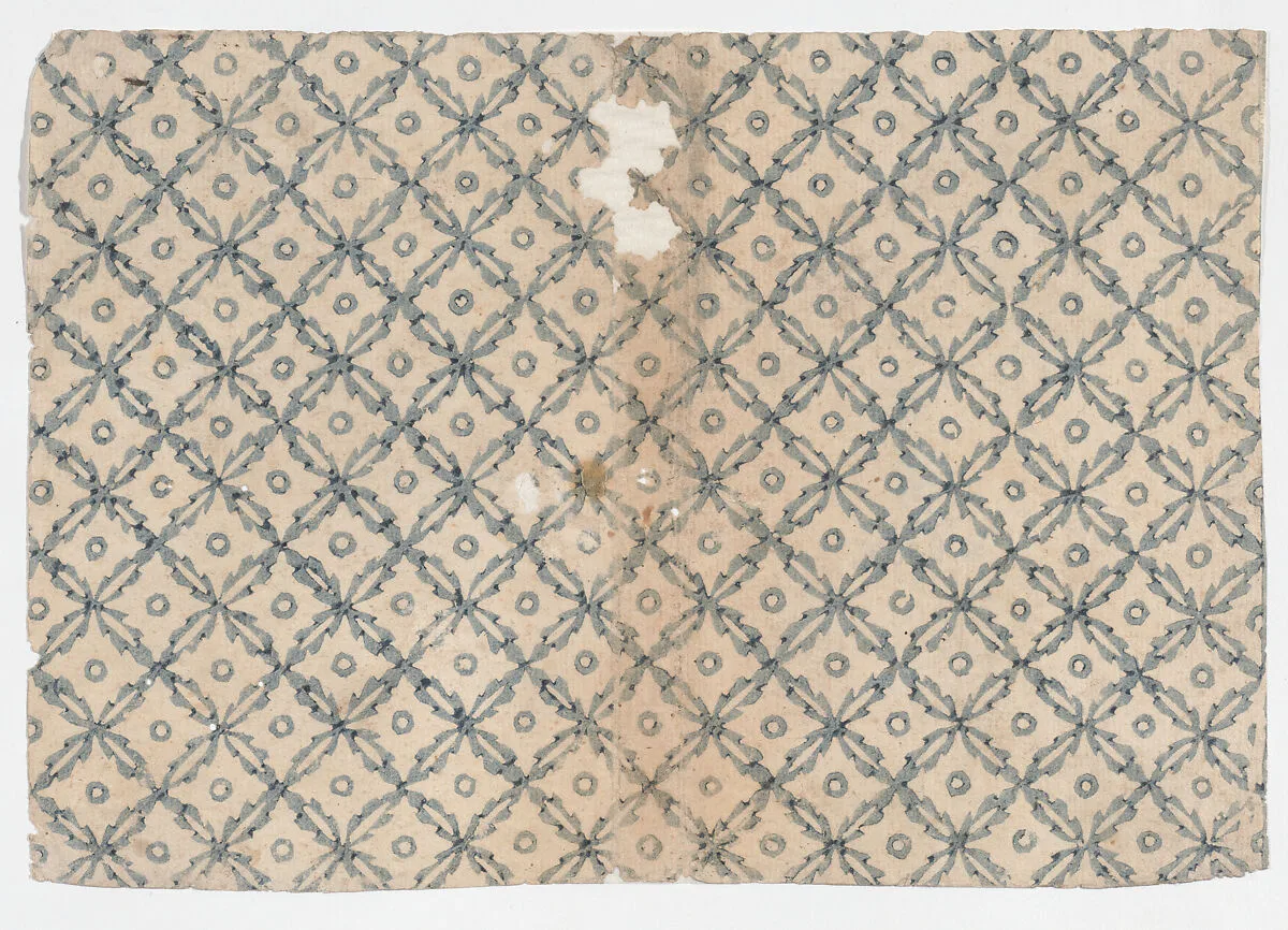 Sheet with overall pattern of flowers and circles — Anonymous