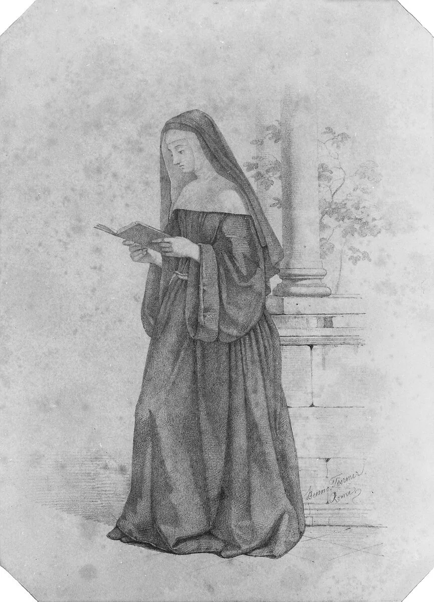Nun Standing, Reading a Book (from Cropsey Album) — Benno Friedrich Toermer