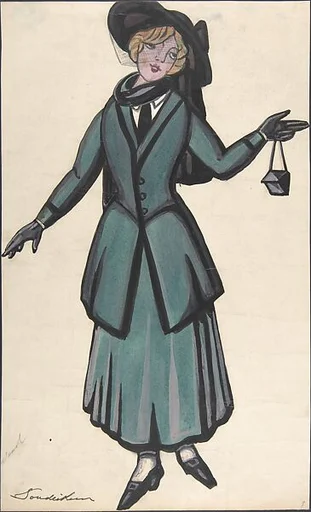 Woman wearing a blue-green suit