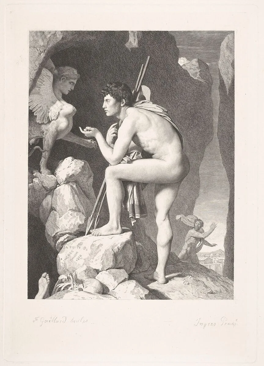 Oedipus and the Sphinx, after Ingres — Claude-Ferdinand Gaillard|Jean Auguste Dominique Ingres