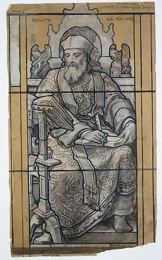 Cartoon for window, Wycliffe, St. John's Chapel Episcopal Divinity School, Cambridge, Massachusetts