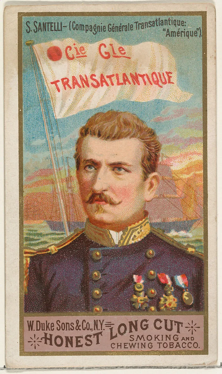 S. Santelli, from the Sea Captains series (N127) issued by Duke Sons & Co. to promote Honest Long Cut Tobacco — W. Duke, Sons & Co.|George S. Harris & Sons