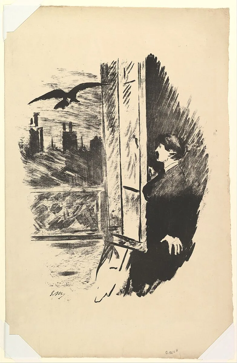 Open Here I Flung the Shutter. Illustration to The Raven by Edgar Allan Poe — Edouard Manet|Edgar Allan Poe|Stéphane Mallarmé