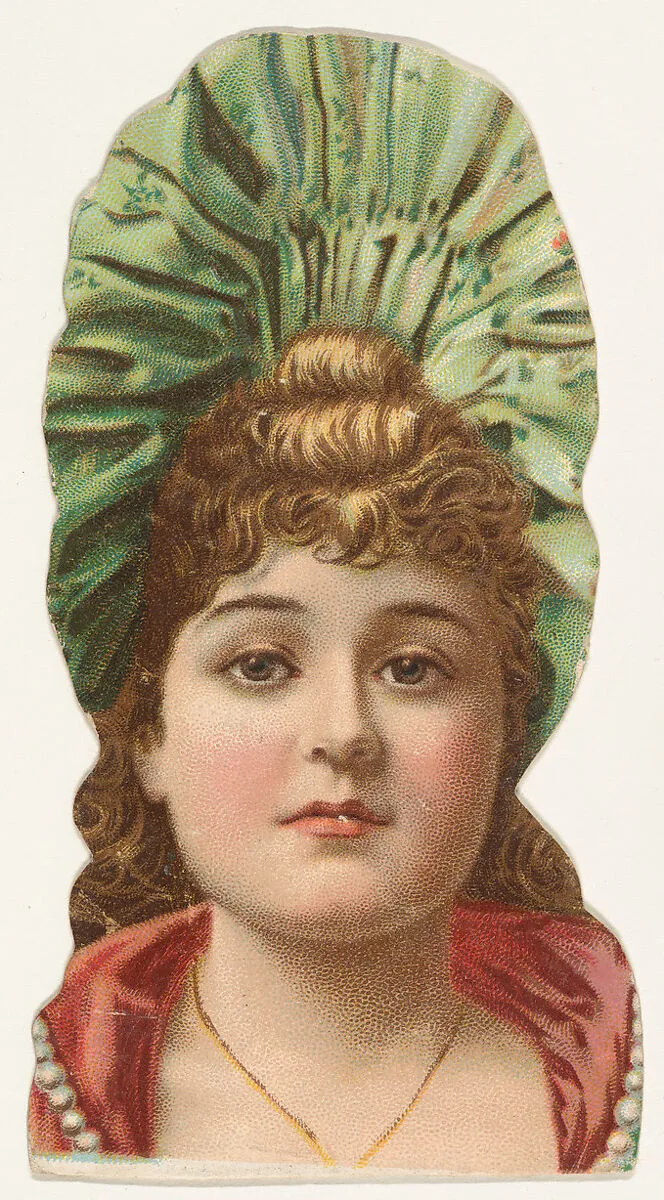 Actress wearing green cloth hat, from Stars of the Stage, Fourth Series (N132) issued by Duke Sons & Co. to promote Honest Long Cut Tobacco — American Tobacco Company|W. Duke, Sons & Co.