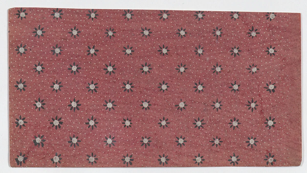 Sheet with dot and floral pattern — Anonymous