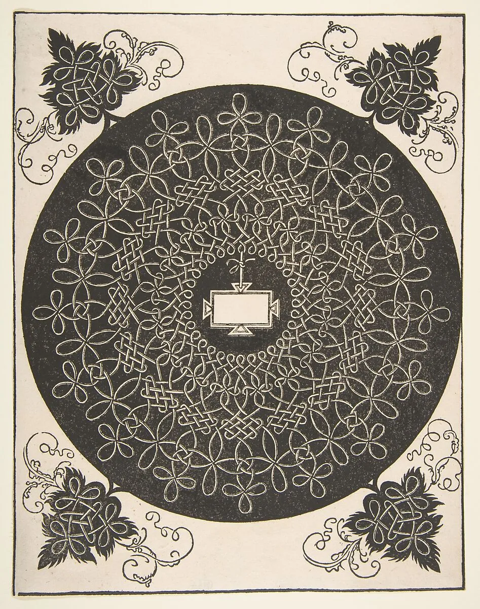 Embroidery Pattern with an Oblong Panel in its Center — Albrecht Dürer|Leonardo da Vinci