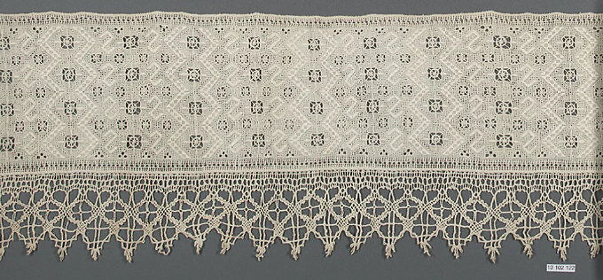 Border with cutwork and bobbin lace — Unknown
