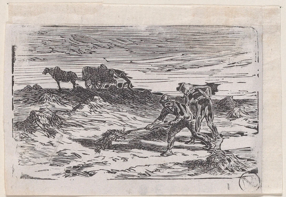 Two men farming — Charles Jacque|Jacques-Adrien Lavieille