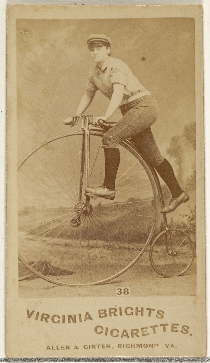 Card 38, from the Girl Cyclists series (N49) for Virginia Brights Cigarettes — Allen & Ginter